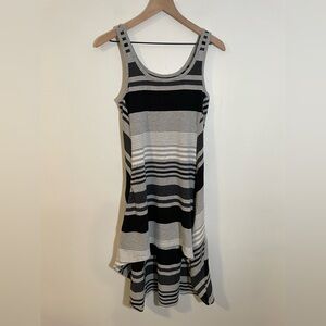 Marc New York Stripe Color Block Dress Medium A-line High Low Hem Sleeveless